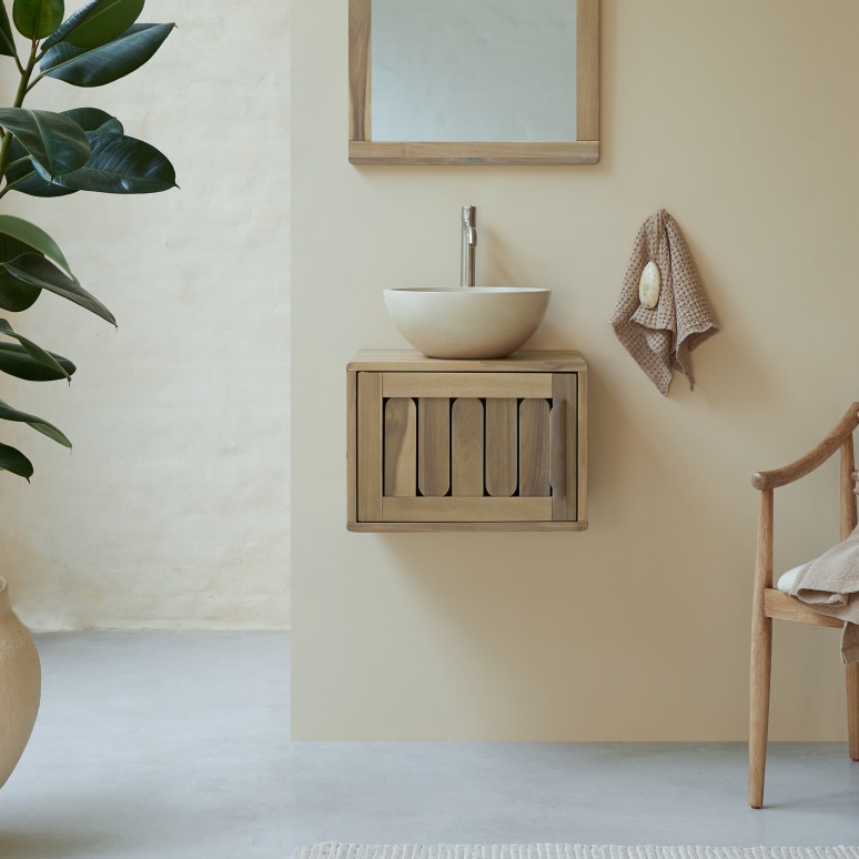 Lila - Mobile per il bagno in legno di acacia massello 50 cm